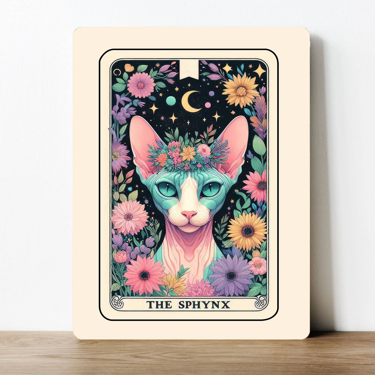 The Sphynx Cat Flower Tarot | Metal Sign Plaque