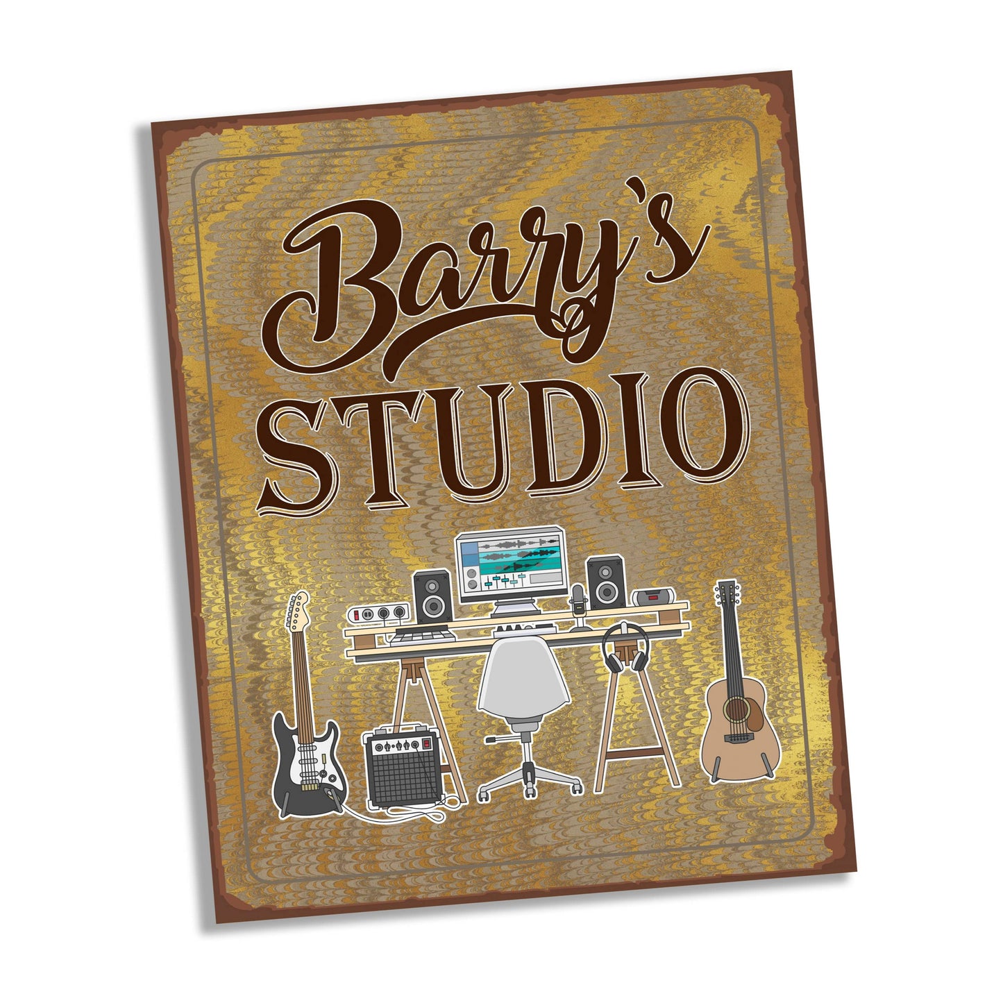 Personalised Name Music Studio Metal Wall Sign