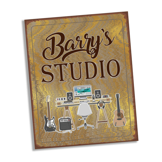 Personalised Name Music Studio Metal Wall Sign