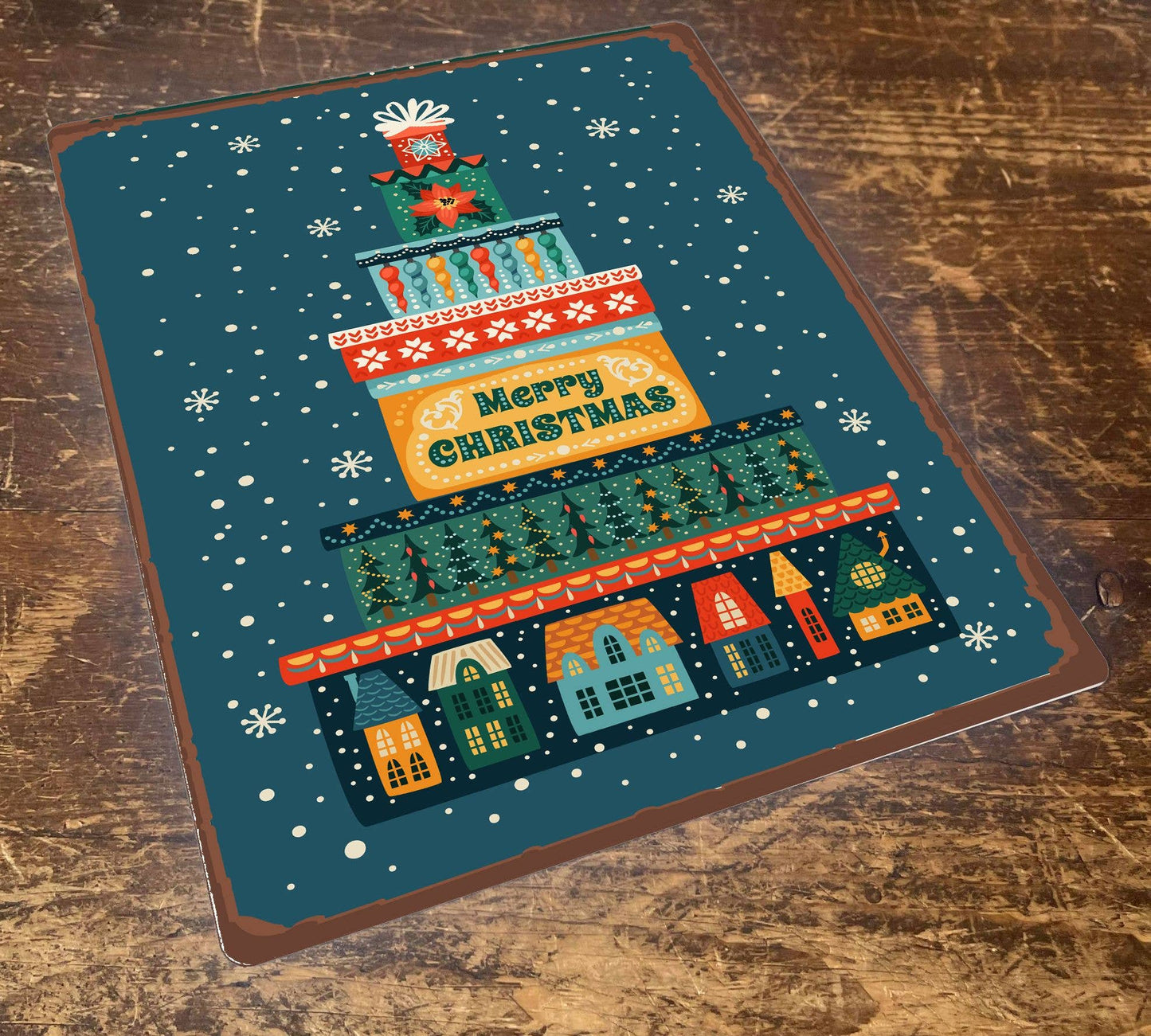 Christmas Cake Illustrations | Metal Vintage Wall Sign