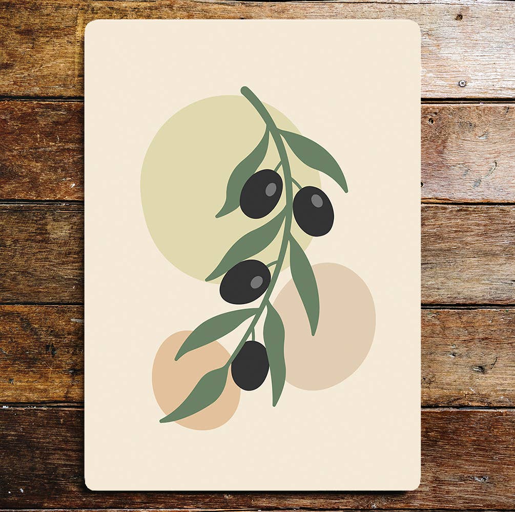 Black Olive Branch Leaves | Metal Wall Sign