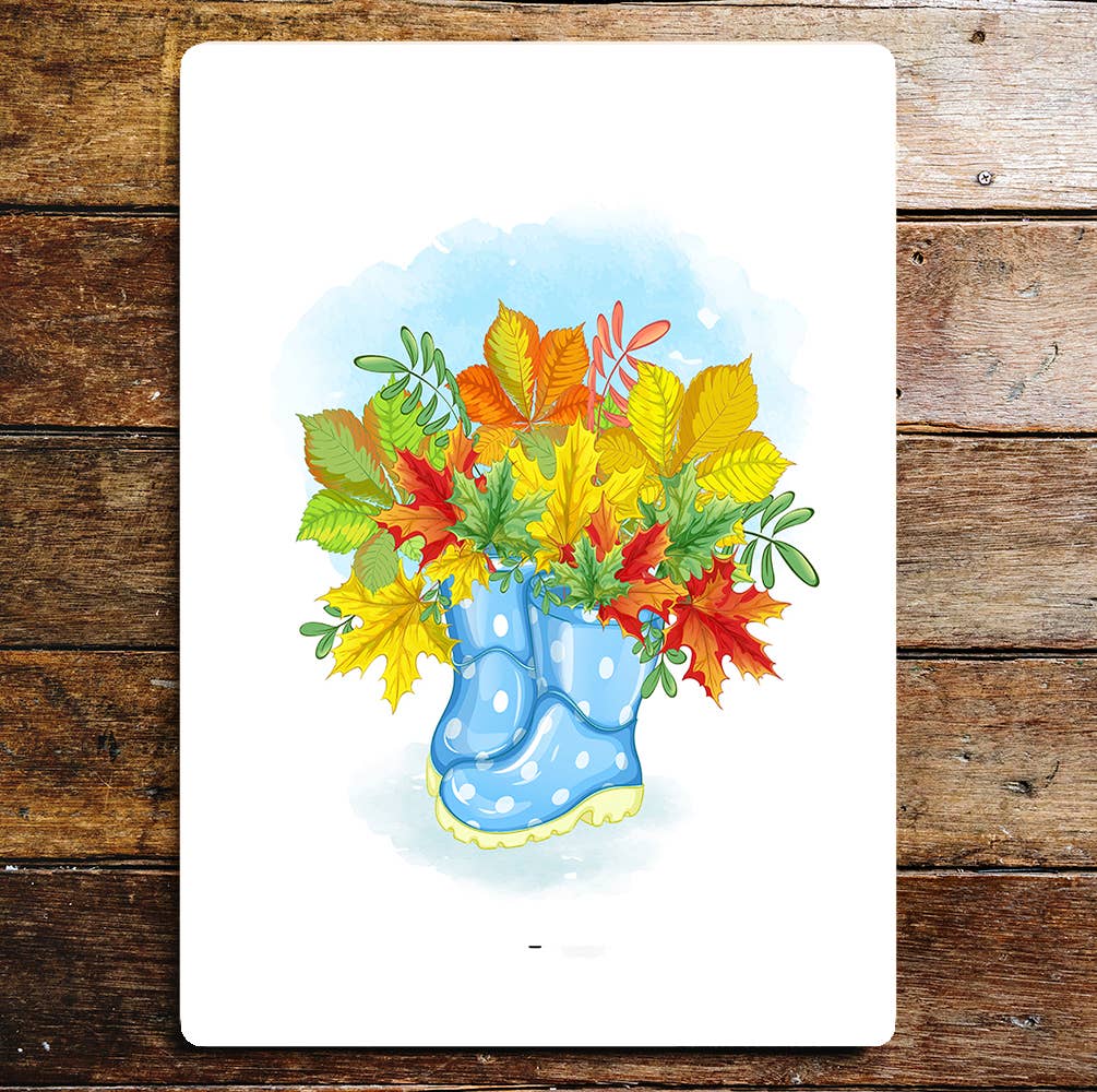 Wellington boots autumn wall art | Metal Sign Plaque