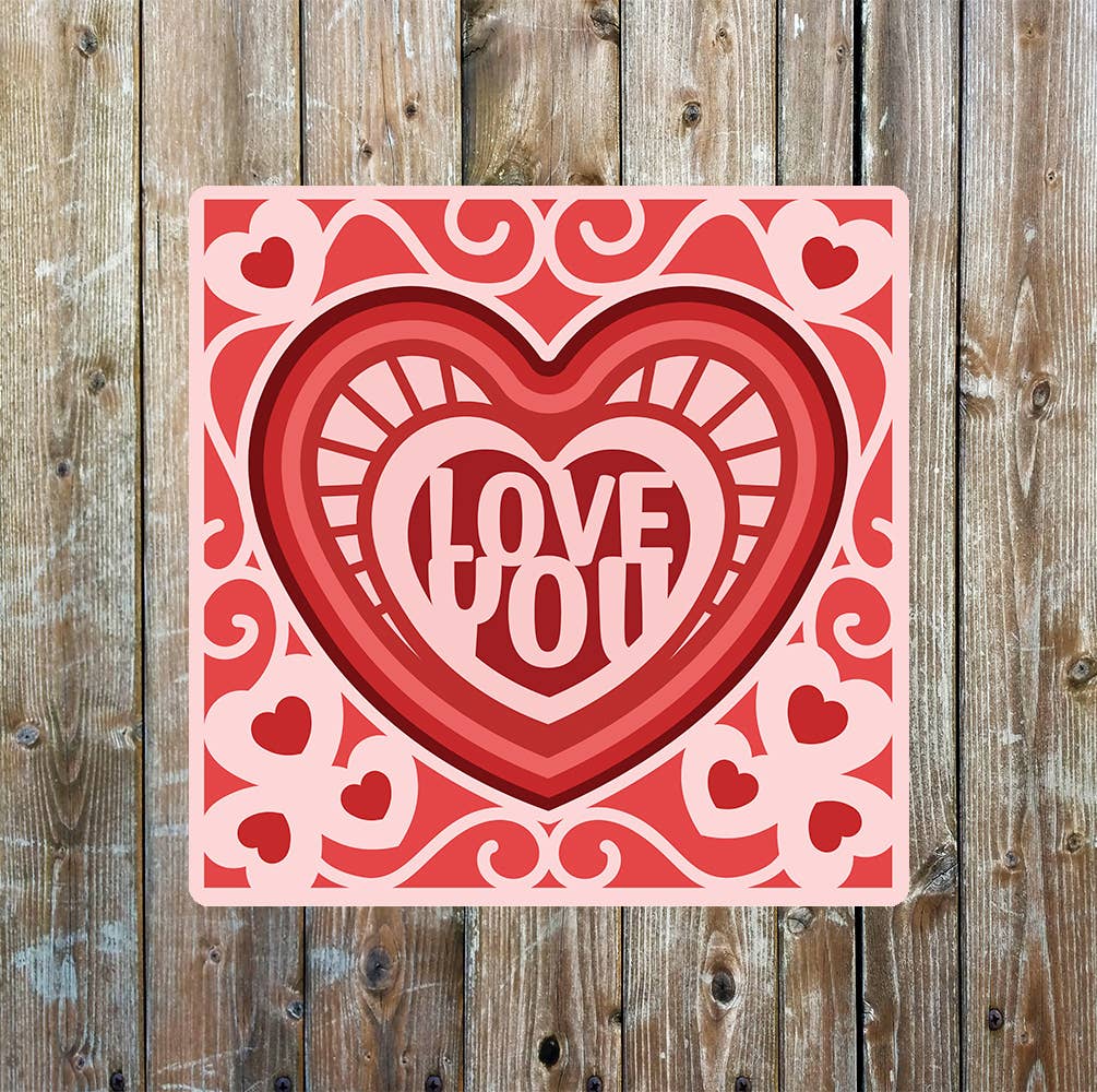 Love You Heart Valentine | Metal Sign Plaque Square