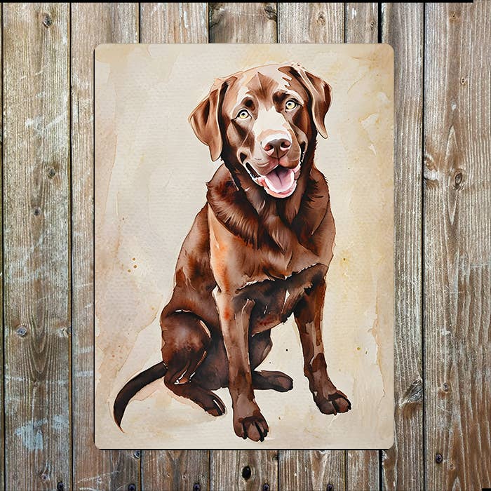 Chocolate Labrador Lab | Farm Farmhouse | Metal Sign Plaque