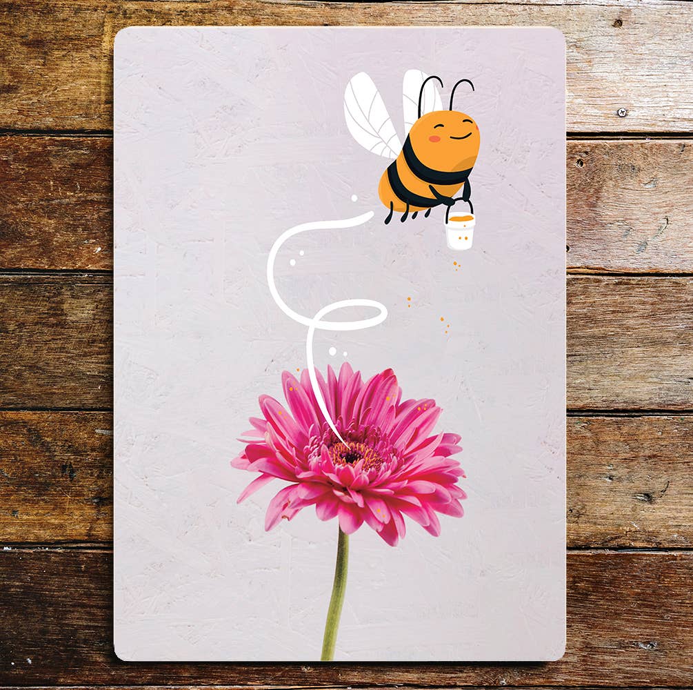 Flower Honey Bee | Metal Wall Sign