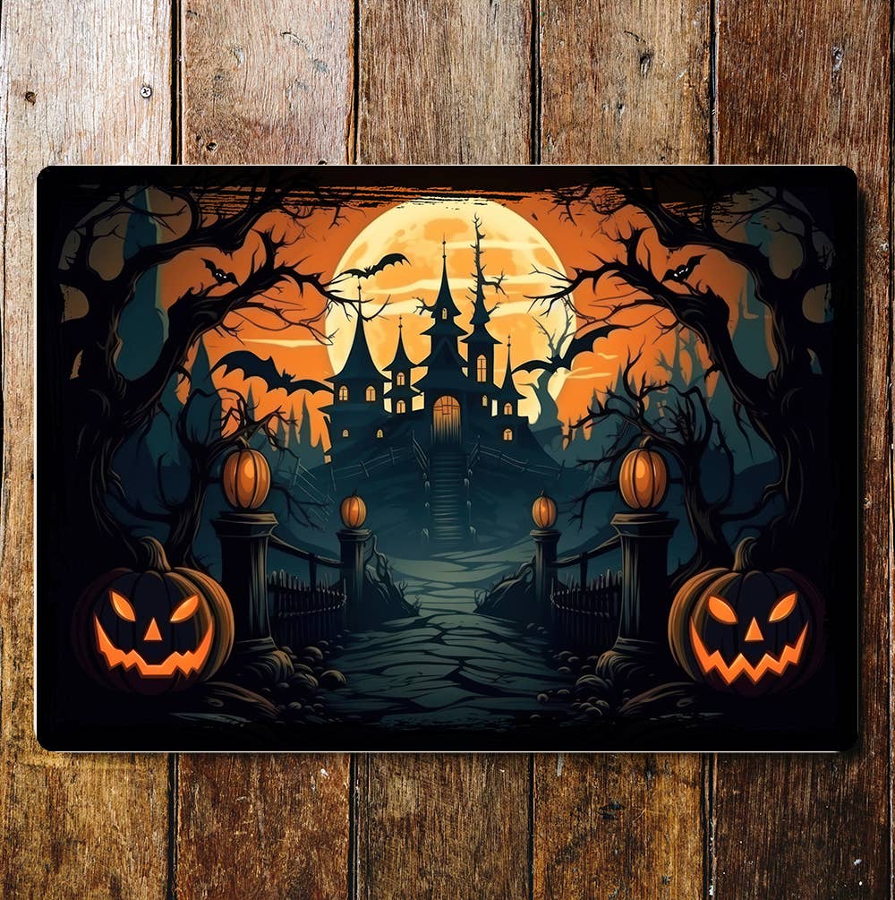 Halloween Evil Witch Lair Landscape | Metal Sign Plaque