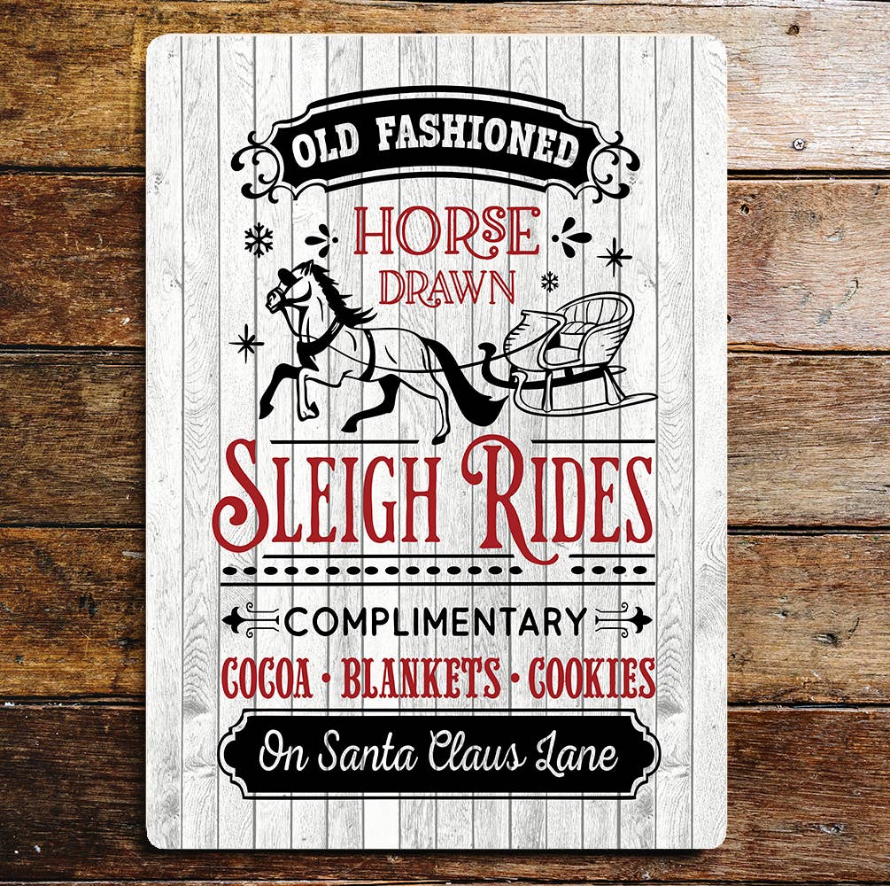 Christmas Sleigh Rides Art | Metal sign Plaque