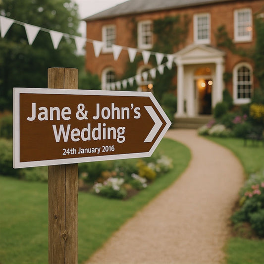 Brown Direction Arrow | Personlised Any Text | Metal Wall Sign