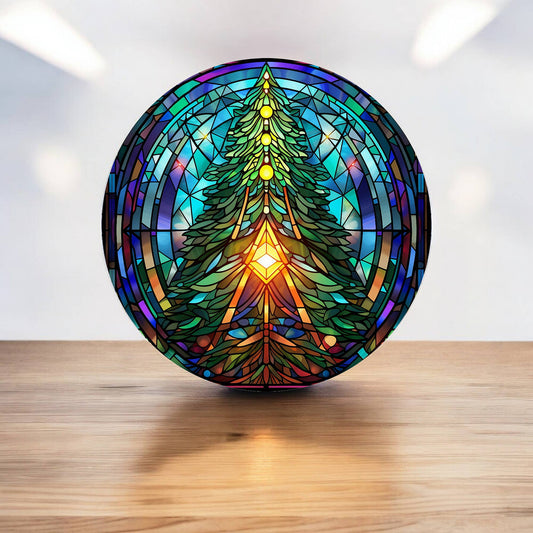 Christmas Tree Night Dark Light Hope Circle Metal Sign