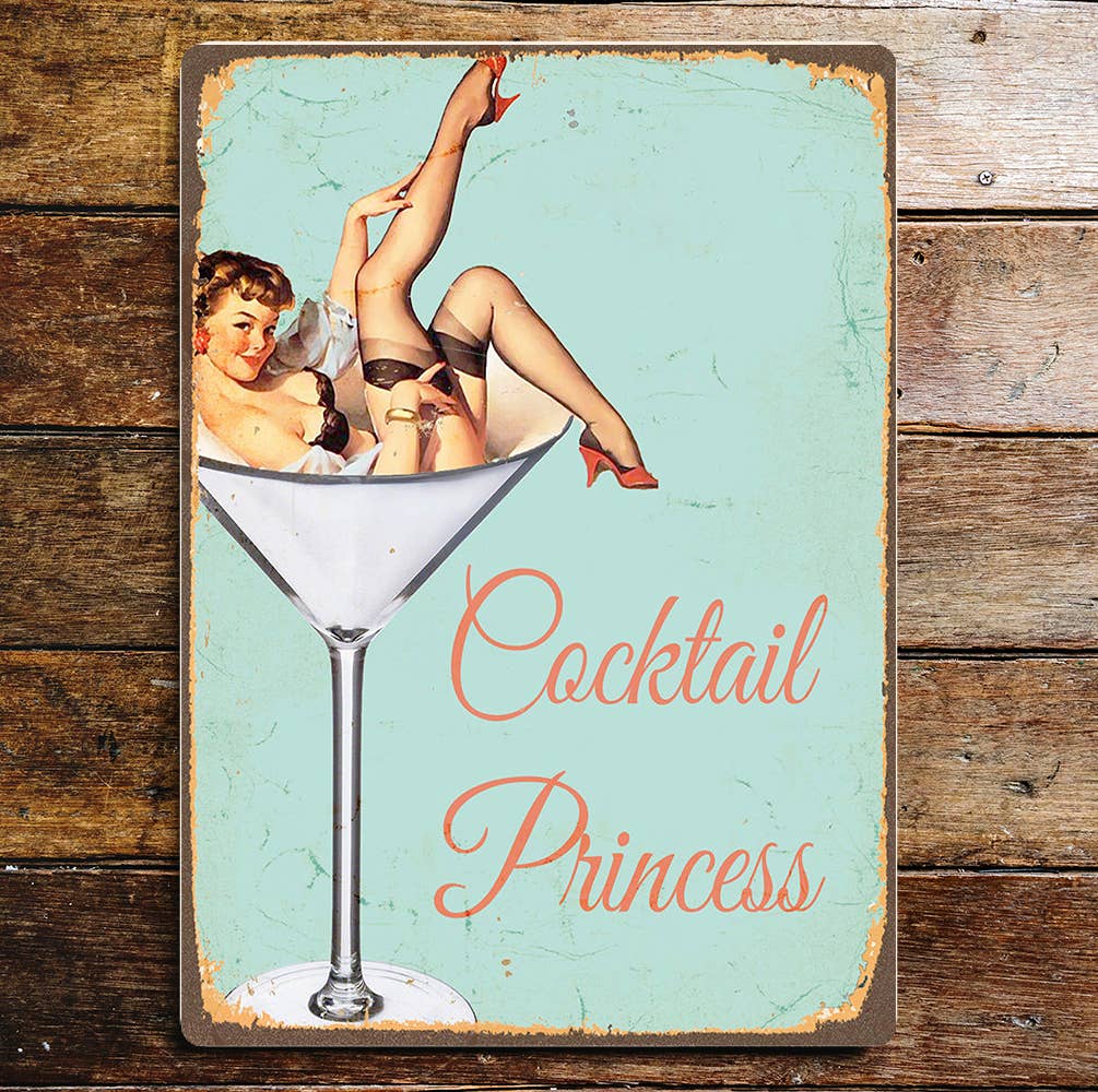 Personalised Cocktail Princess Metal Humour Wall Sign