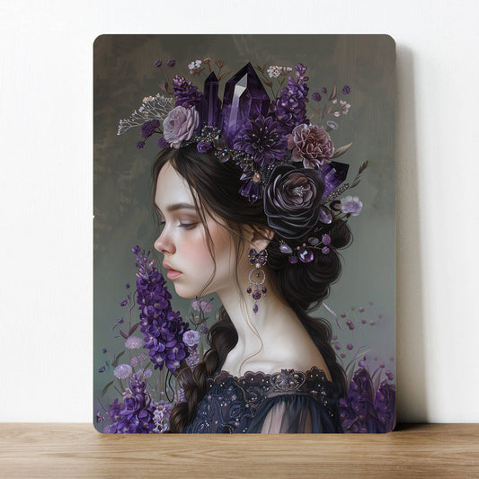 Floral Lady Vintage Amethyst Crystal | Metal Sign Plaque