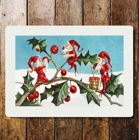 Christmas Santa elves Wall | Metal Sign Plaque