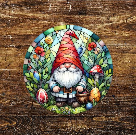 Easter Egg Stained Glass affect Gonk Circle Metal Sign