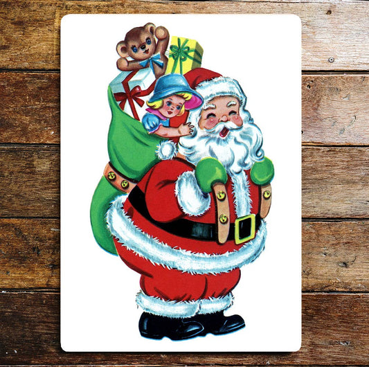 Santa Father Retro Christmas Metal Wall Sign