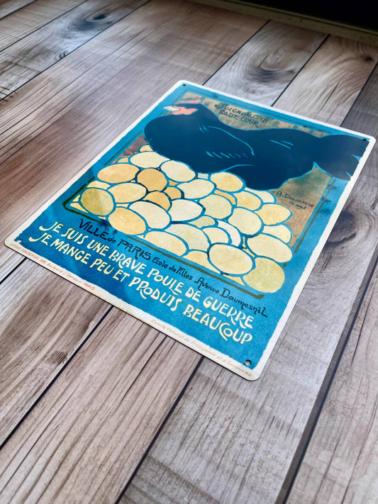 French Hen Chicken World War | Metal Sign