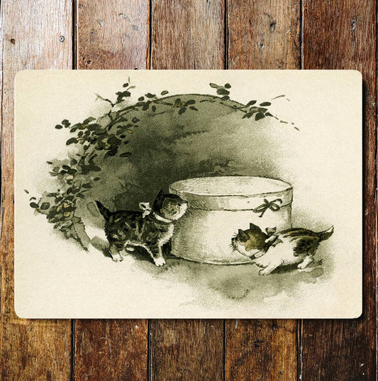 Kittens vintage illustration cats | Metal Sign Plaque