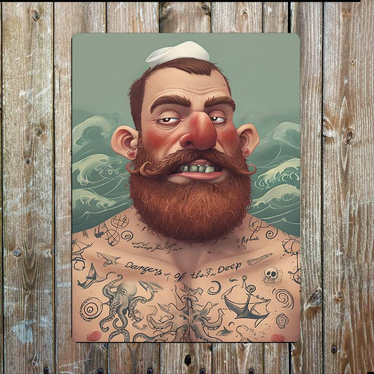 Sailor With Tattoos Sea Nautical Metal Sign Plaque