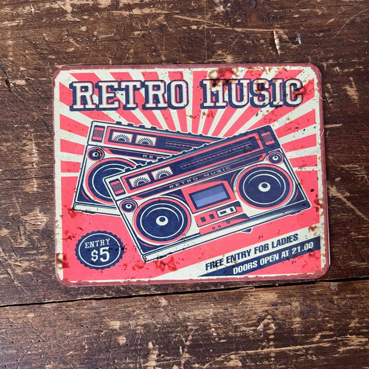 Retro music Metal Travel Wall Sign