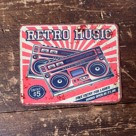 Retro music Metal Travel Wall Sign