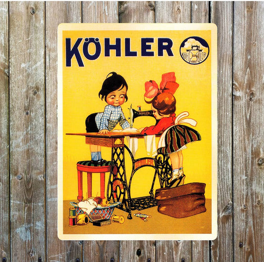 Upholsterer sewing vintage wall art | Metal Sign Plaque