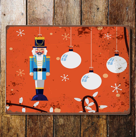 Nutcracker Baubles Lights Orange | Metal Wall Sign Plaque