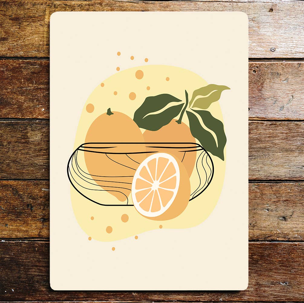 70's style Lemons fruit bowl kitchen | Metal Wall Sign