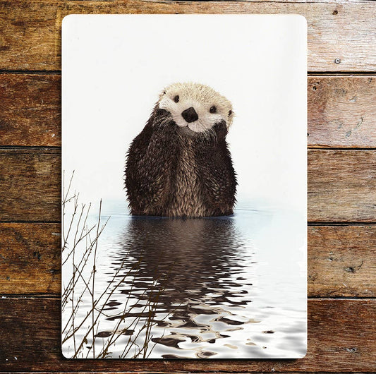Otter smile sea otter wildlife wall art | Metal Sign Plaque