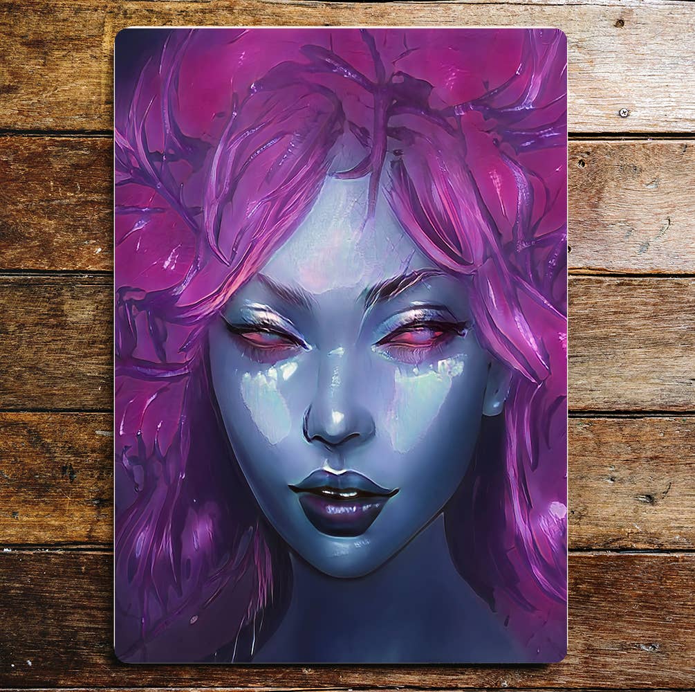 Siren, purple fantasy girl art Metal Wall Sign