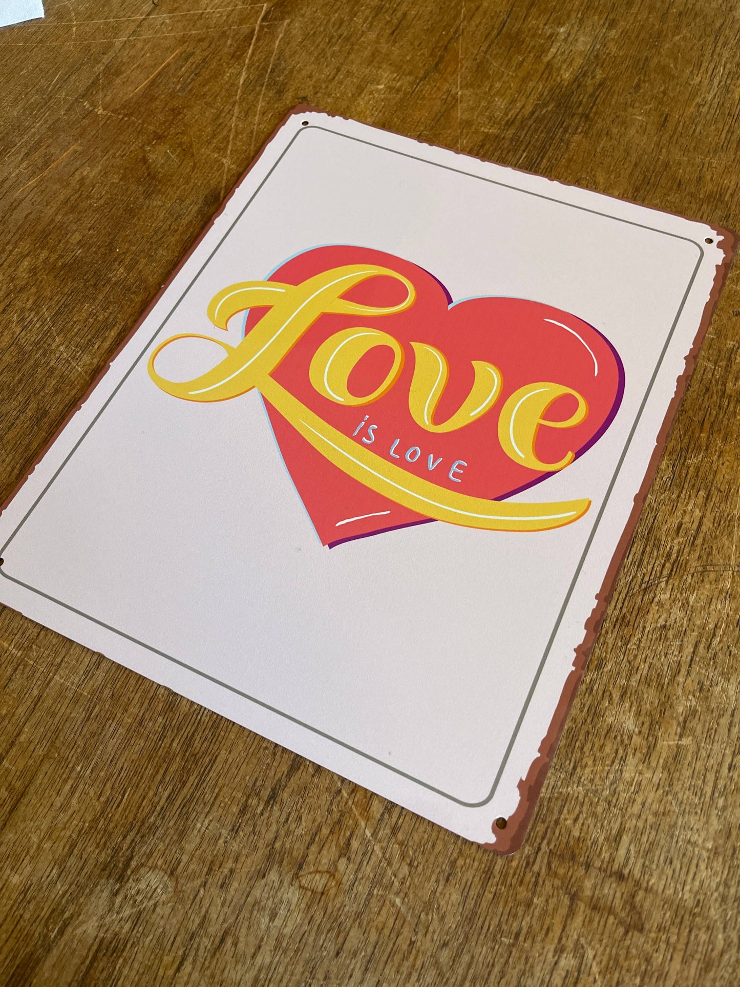 Love Pink Heart | Metal Sign Plaque