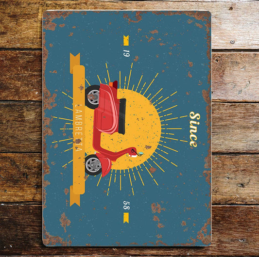 Moped scooter wall art | Metal Sign Plaque