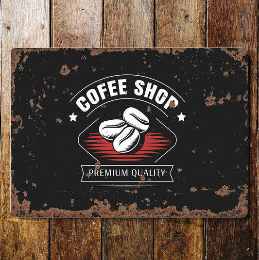 Coffee shop premium quality coffee beans | Metal Sign plaque