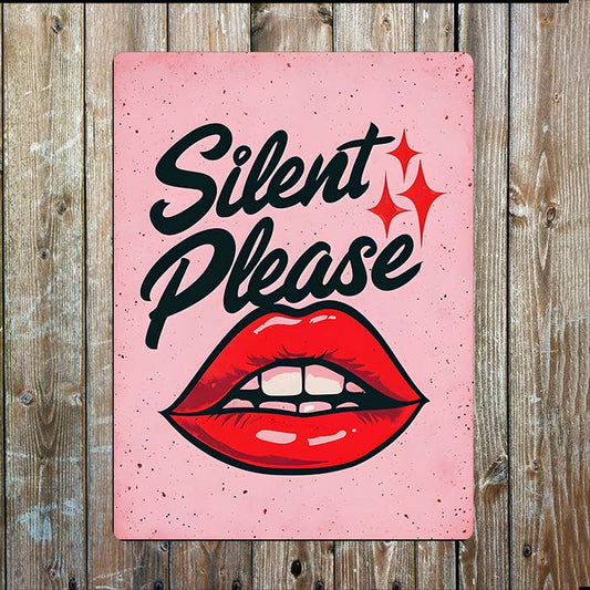 Silent Please Vintage Pop Art | Metal Sign Plaque