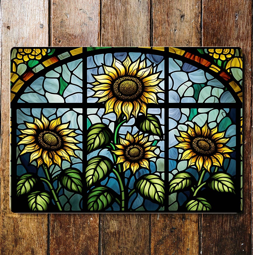 Sun Flowers Window art Metal Sign Plaque