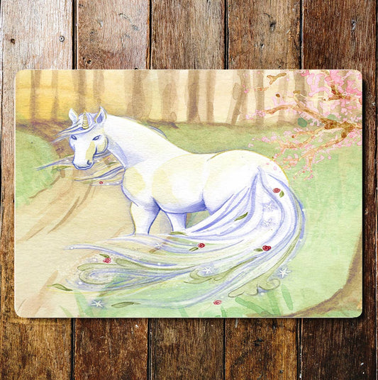 Unicorn Blossom Mystical Mythical | Metal Sign Plaque