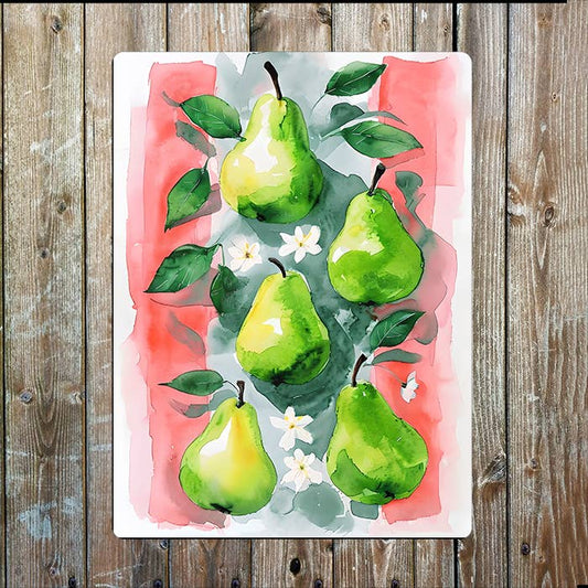Pear Fruit | Contemporary Watercolour | Metal Sign Plaque