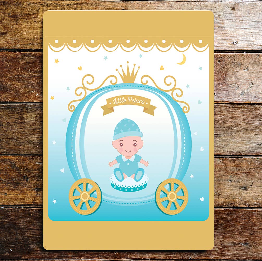 Little Prince Baby Boy Blue Carriage | Metal Sign Plaque