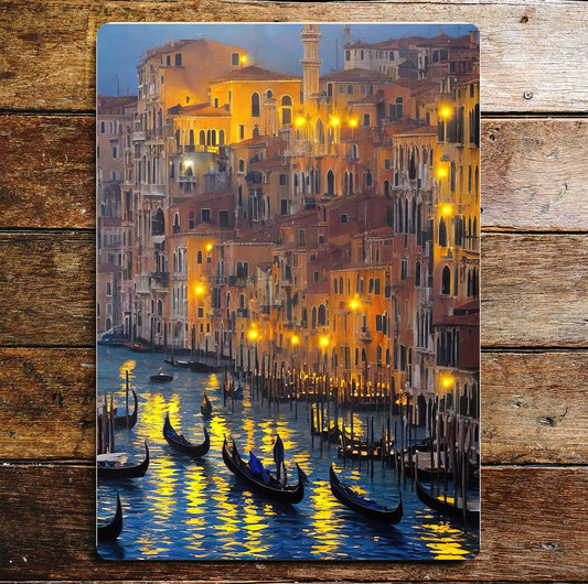 Venice Italy night art | Metal Wall Sign