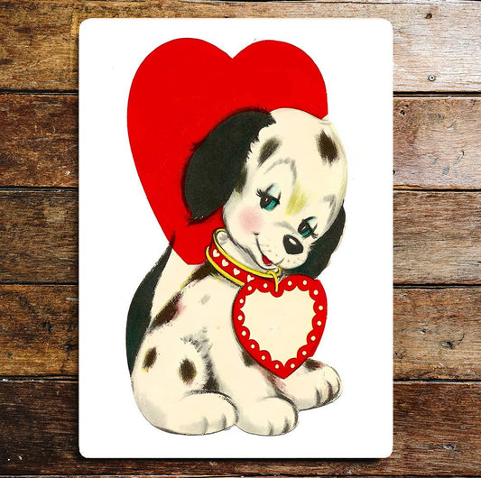 Valentine Cute Puppy Dog Heart | Metal Sign