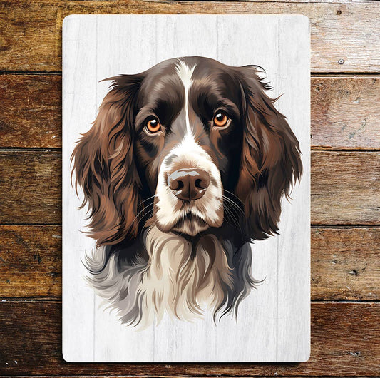 Liver & White Springer Spaniel Hunting | Metal Sign Plaque