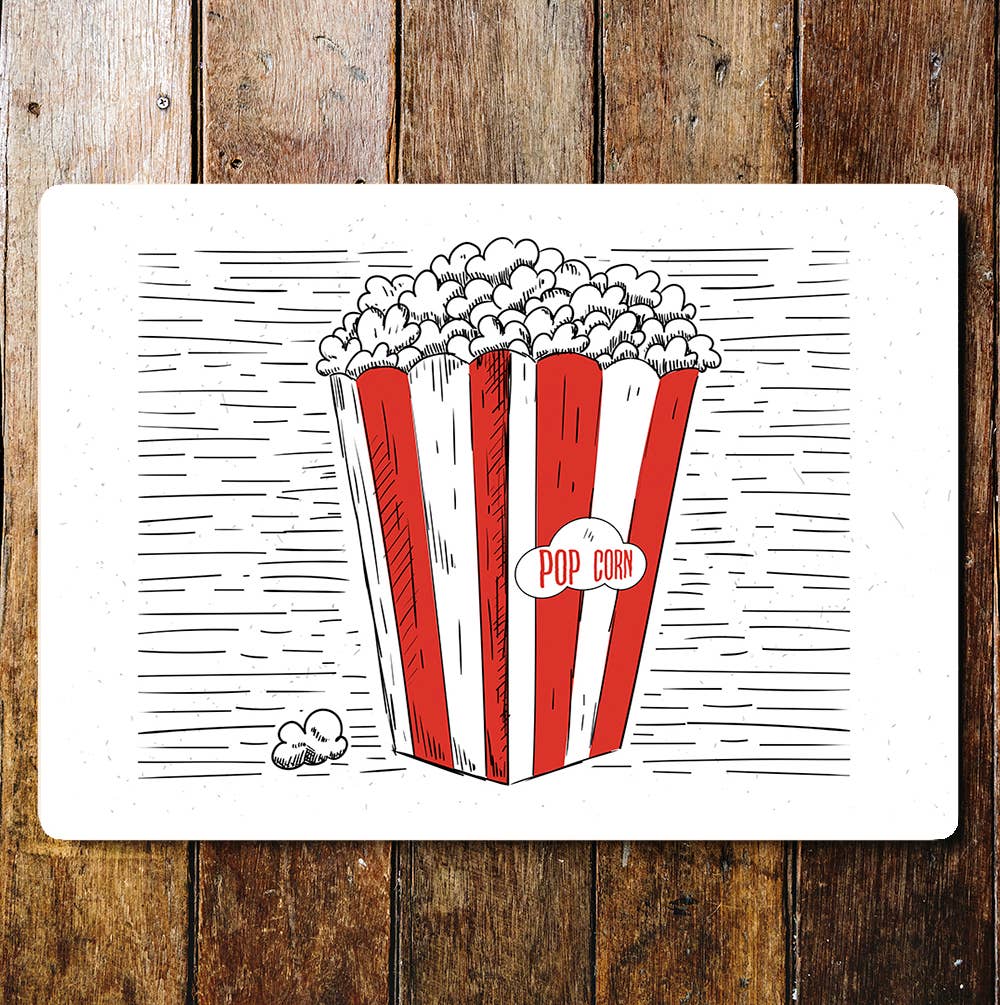 Popcorn illustration black & white Metal Sign Plaque