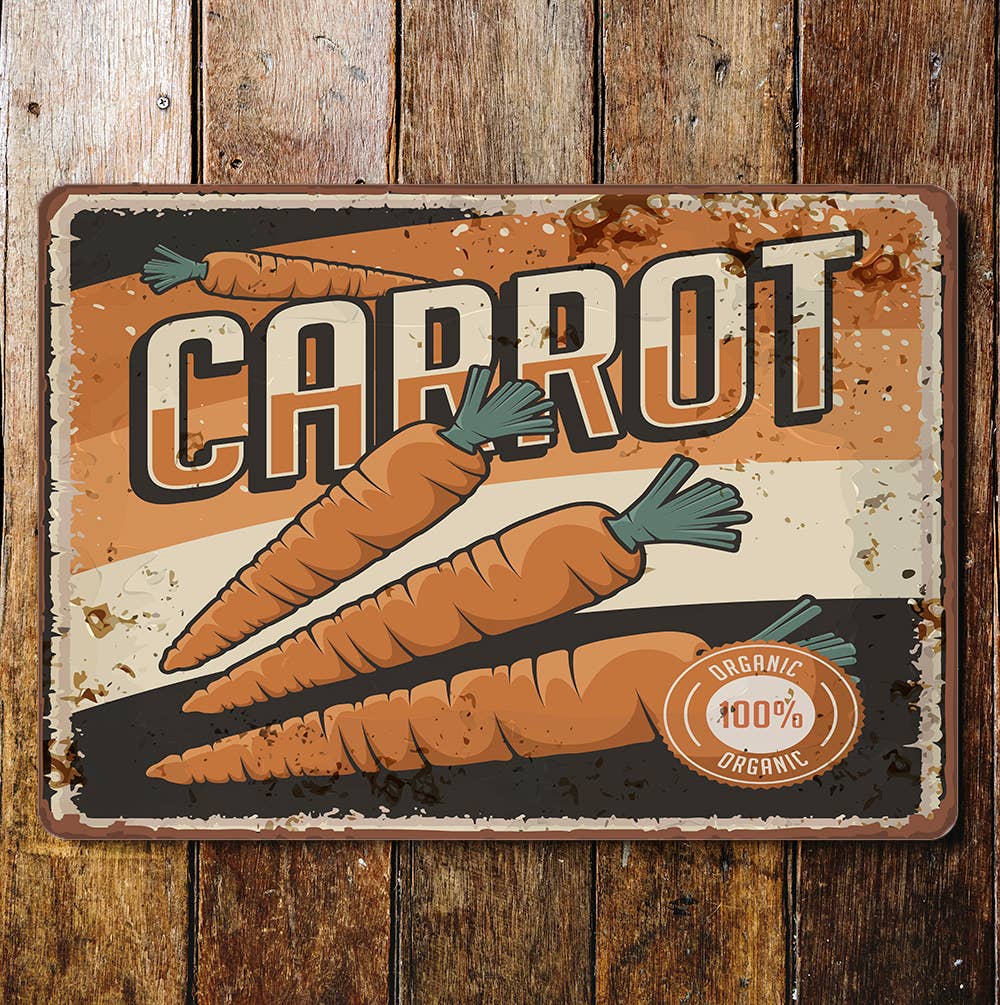 retro Carrot garden Metal Wall Sign Plaque