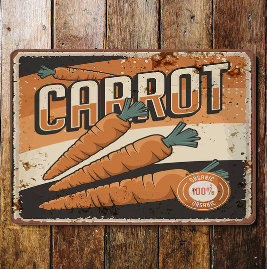 retro Carrot garden Metal Wall Sign Plaque