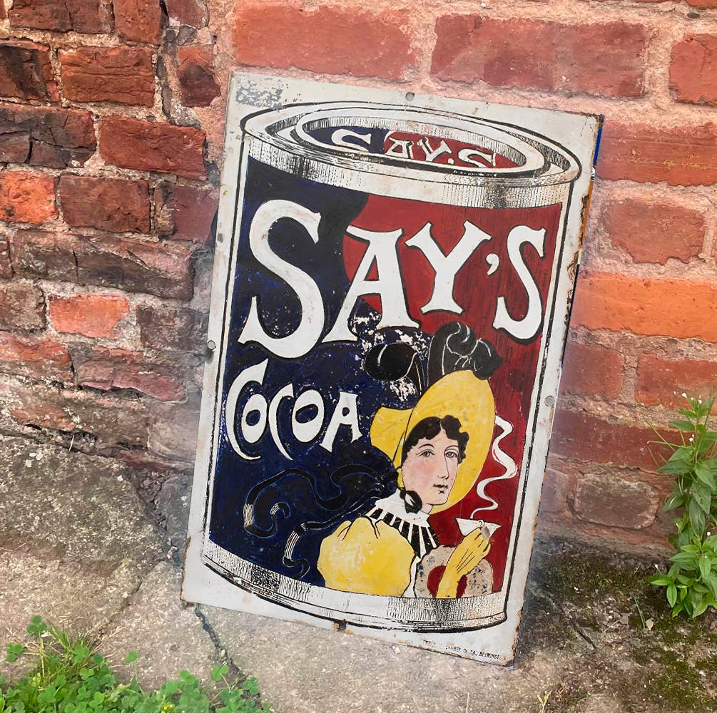 Say's Cocoa Tin Metal Sign Plaque