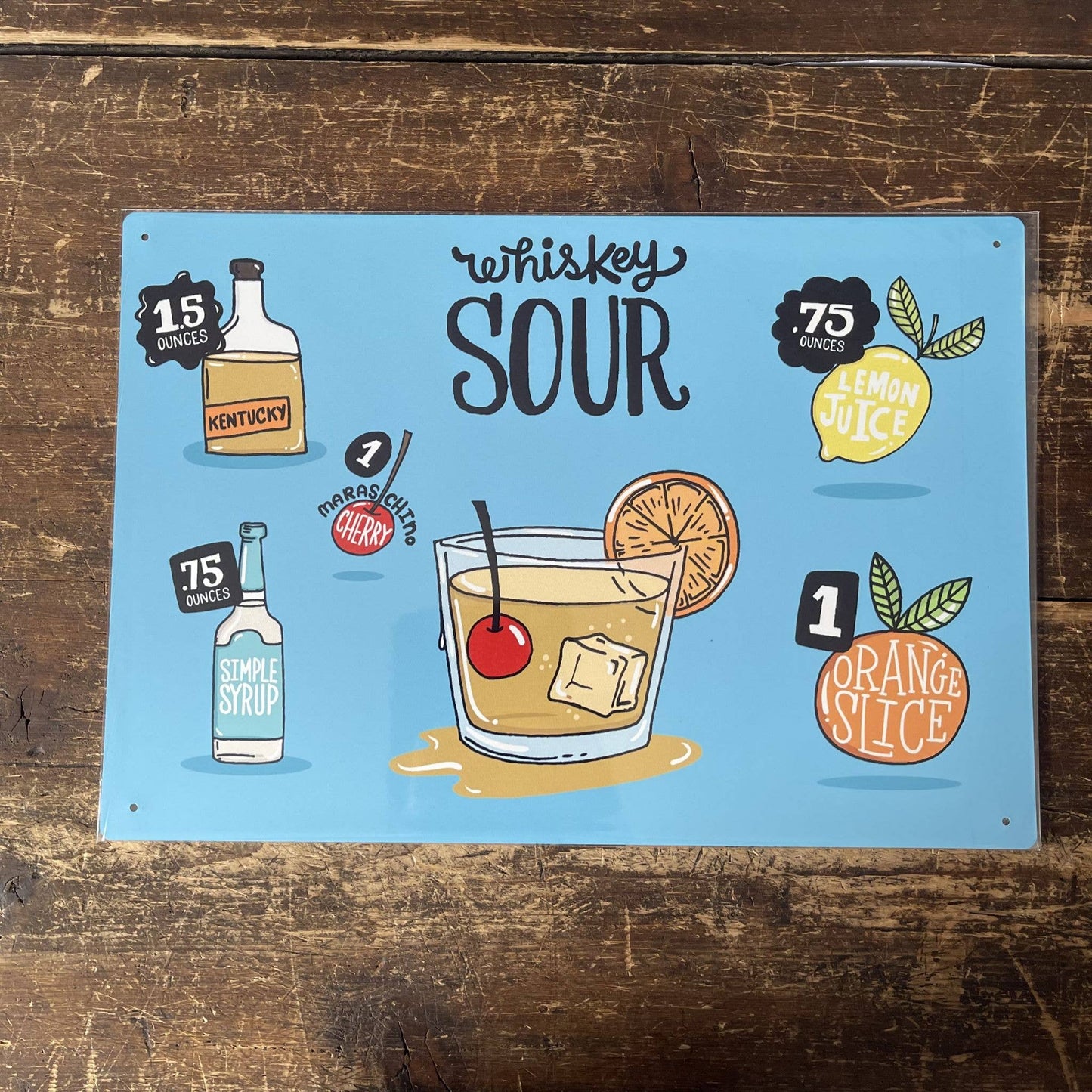 Whiskey Sour Bar Tin Sign | Metal Sign Plaque