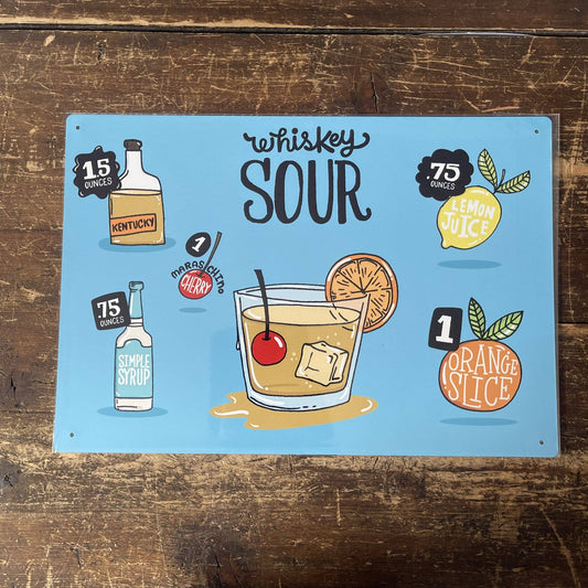 Whiskey Sour Bar Tin Sign | Metal Sign Plaque