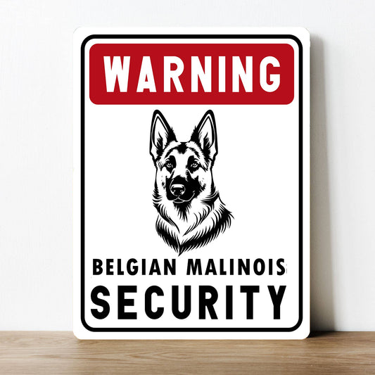 Belgian Malinois Security Guard Dog Warning | Metal Sign