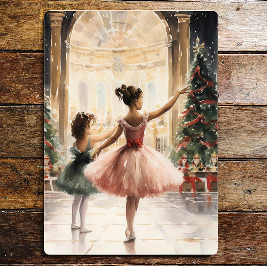 Christmas Ballerina Art | Metal Sign Plaque