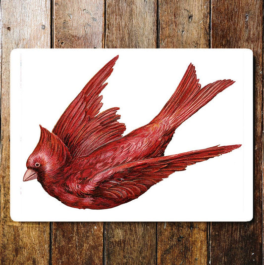 Flying Red Cardinal Bird | Metal Sign Plaque