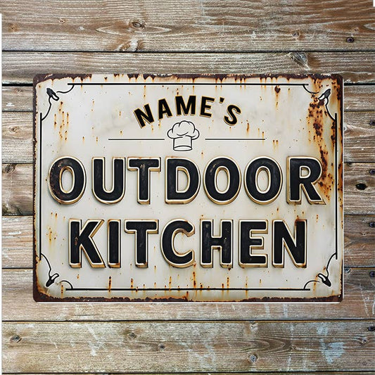 Outdoor Kitchen Name Custom Personalised | Metal Wall Sign