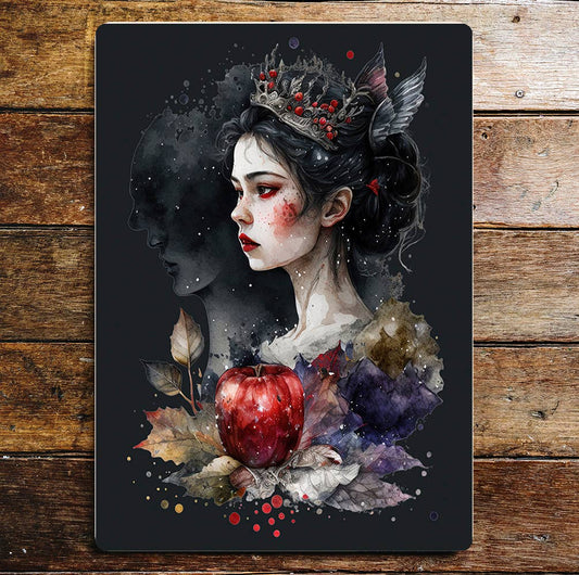 Sleeping Beauty Red Apple Mirror Mirror Metal Sign Plaque